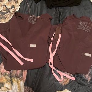 Dark fig colored figs scrub sets